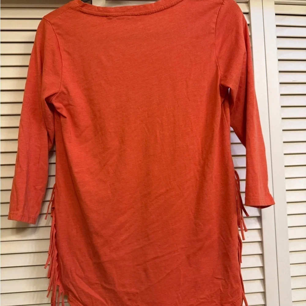 Frontier Rodeo Get Wild and Western Graphic Top Fringe 3/4 Sleeve Women’s Sz S